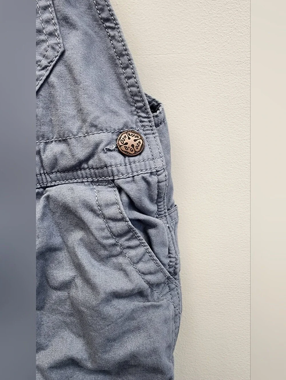 OshKosh B’gosh Toddler Blue Chambray Overalls 3T Adjustable Straps